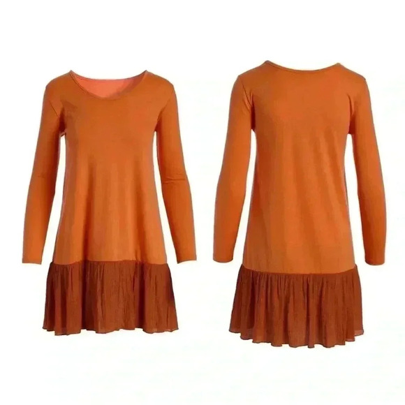 🆕Pretty Angel Orange Ruffle-Hem Tunic L🆕 - Picture 2 of 12